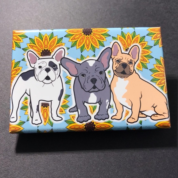French Bulldog Dog Sunflower Magnet Handmade Floral Pet Portrait Dog Decor Gifts - Picture 1 of 5